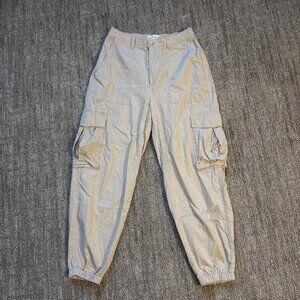 Abercrombie & Fitch Women’s Woven Utility Cargo Jogger Pant Beige Khaki Size M